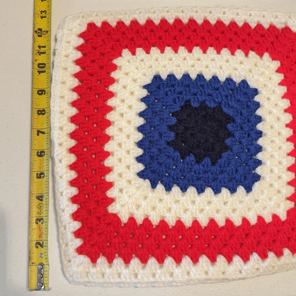 Set 4 VTG Large Handmade Crochet Hot Pad Trivet Multicolored Thick Double Layers
